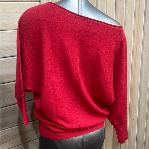 Michael Stars Red Off-the-Shoulder Knit Sweater - Picture 2 of 6